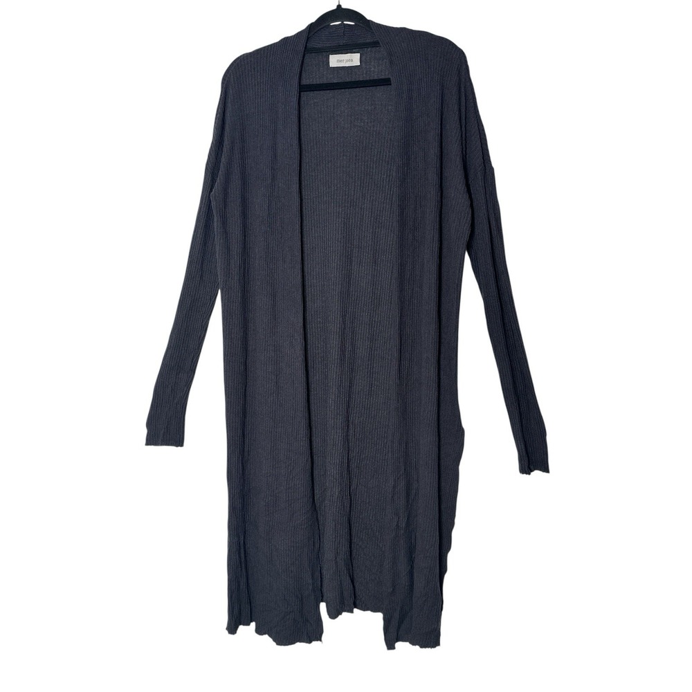 Mer Sea Cardigan Sweater Top Women's One Size Gray  Open‎ Front Long Stretch